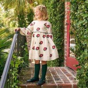 Cecelia Dress - Antique White w/ Floral Embroidery, 5Y, New w/o tag